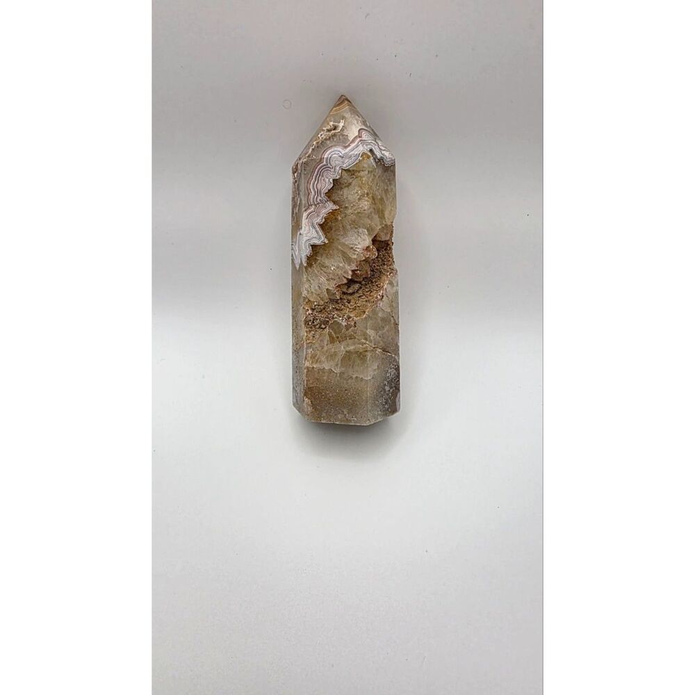 Druzy Agate Crystal Tower Banded Geode Point Polished Obelisk